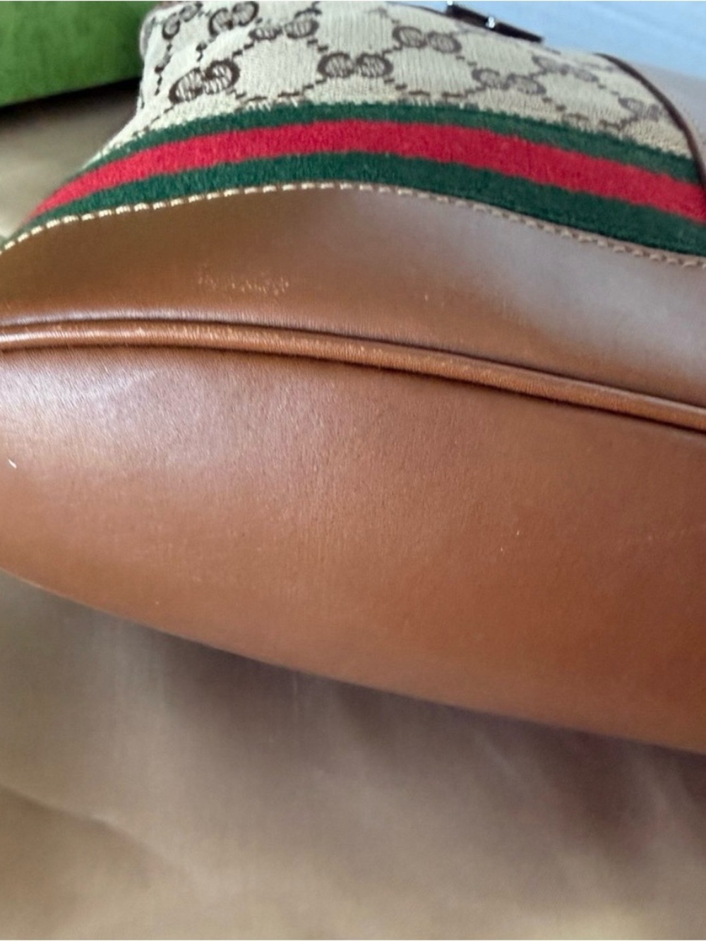 Gucci Brown GG Canvas Shoulder Bag with Green and Red Web Stripe - Picture 9 of 13